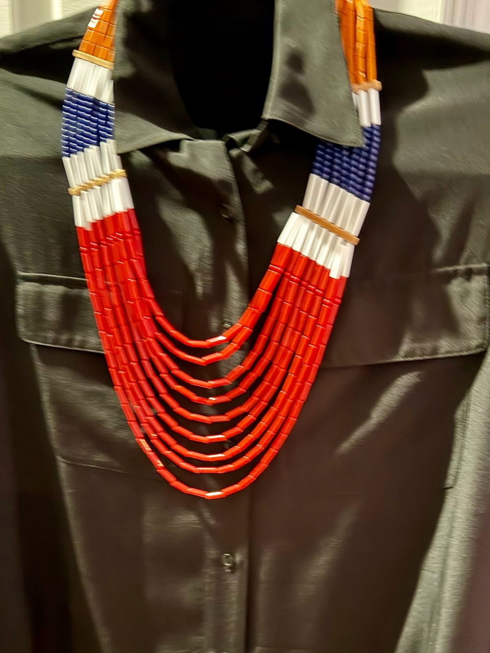 BCBGMaxAzria Red and Blue Layered Necklace